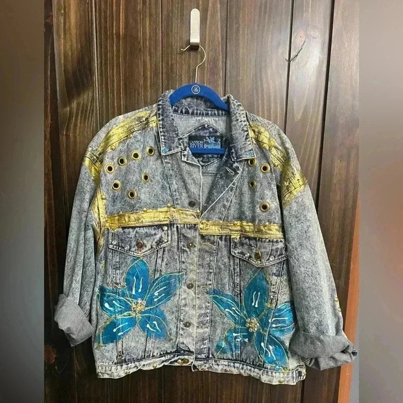Vintage 90’s Statement Piece Flower Bedazzled Jacket- Rare- Peak 90’s-size: XL - Picture 2 of 16